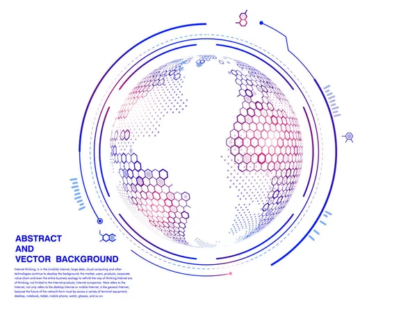 Interface Technologique Virtuelle Grille Hexagonale Globe Vectoriel Abstrait — Image vectorielle