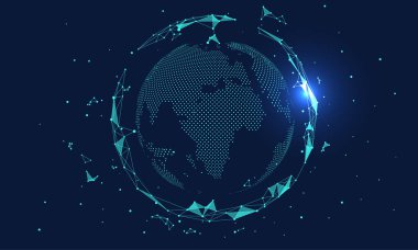 3D soyut kavram dünya ya da dünya, uluslararası hale getirme ve küreselleşme