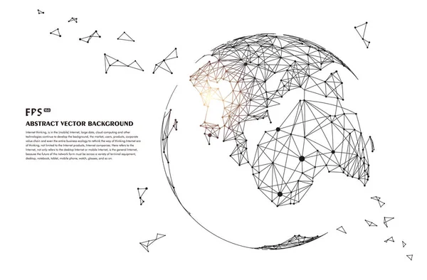 Mapa Del Mundo Compuesto Por Puntos Líneas Que Representa Conexión — Vector de stock