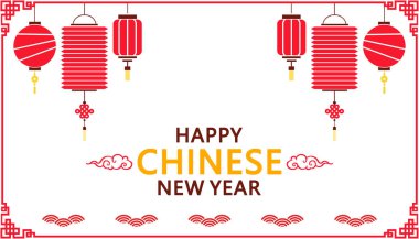 Fenerli mutlu Çin Yeni Yılı. Tebrik kartı, el ilanı, davetiye, poster, broşür, pankart ve takvim için imzala.