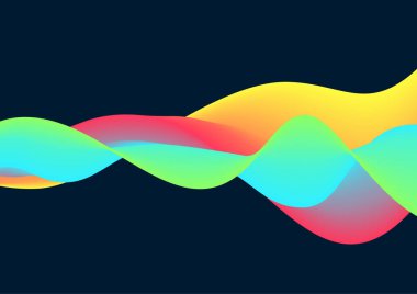 Pankart, el ilanı, kitap kapağı ve poster için renkli dalga soyut vektör arkaplan çizimi, tasarım şablonu