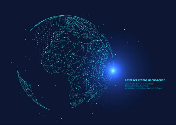 Точкова Лінійна Складена Карта Світу Представляє Глобальне Глобальне Мережеве Єднання — стоковий вектор