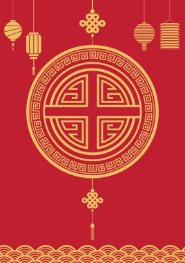 Çin Yeni Yılı geleneksel elementler vektör arkaplan illüstrasyonu;