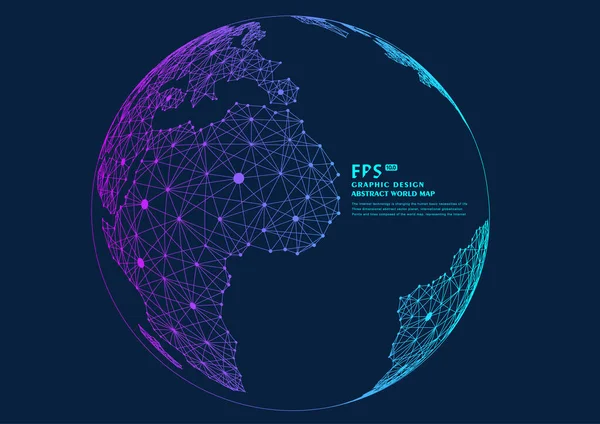 点と線は世界地図で構成されていますグローバルネットワーク接続国際的な意味 — ストックベクタ