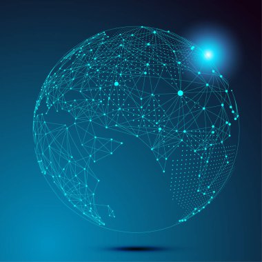nokta ve çizgi oluşturulmuş dünya haritası, küresel, küresel ağ bağlantısını temsil ediyor, uluslararası anlamı.
