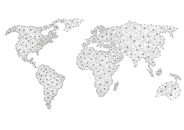 Vernetzte Weltkarte Low Poly Earth Karte Globales Kommunikationskonzept — Stockvektor