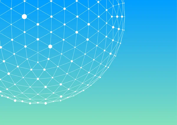 三维多边形网球面 科技背景线连接 — 图库矢量图片