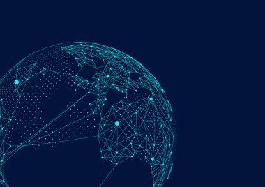 nokta ve çizgi oluşturulmuş dünya haritası, küresel, küresel ağ bağlantısını temsil ediyor, uluslararası anlamı.