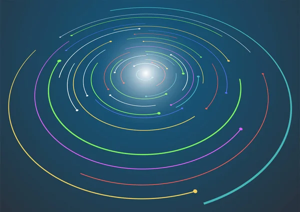 Vortex Abstrait Tourbillons Circulaires Sentiers Étoilés Dans Ciel Nocturne — Image vectorielle