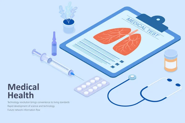 Controllo Delle Malattie Polmonari Visita Medica Concetto Assistenza Sanitaria Illustrazione — Vettoriale Stock