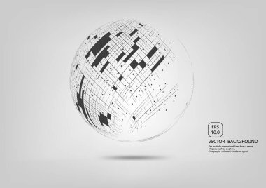 Noktalar ve eğriler küresel teller ve teknik soyut çizimler