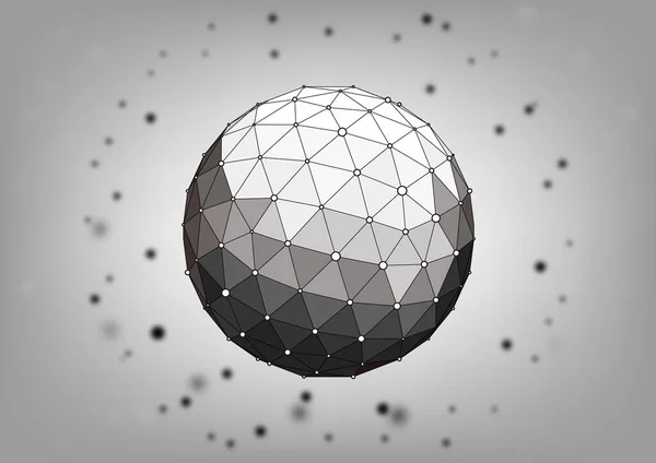 Sphère Maille Polygone Sphère Maille Explosion — Image vectorielle