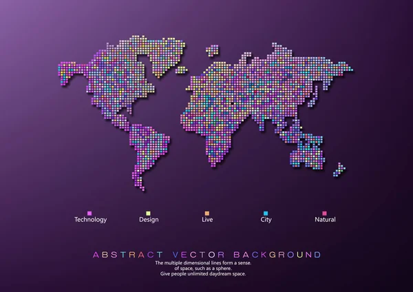 Mapa Świata Mozaiki Abstrakcyjne Tło — Wektor stockowy