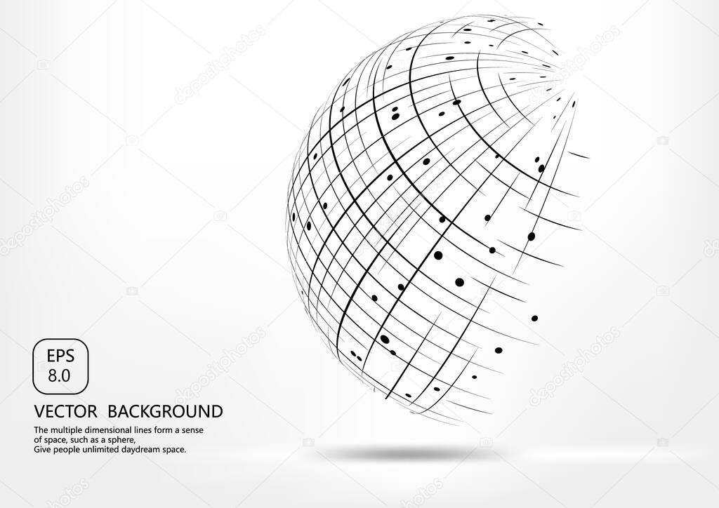 Points and curves spherical wireframes and technical abstract illustrations