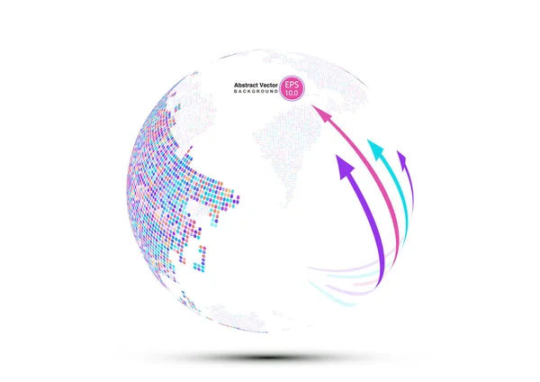 Nauka Technologia Obraz Globu Ilustracja Znaczenie Międzynarodowe Punkt Mapy Świata — Wektor stockowy