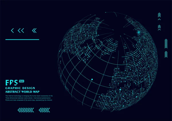 Planète Abstraite Tridimensionnelle Signifiant Mondialisation Internationalisation — Image vectorielle