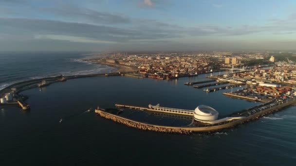 Portekiz Den Şehrin Havadan Görünüşü Limanı — Stok video