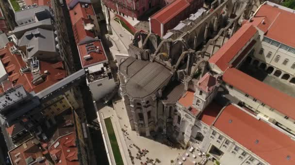 Carmo Convent Och Santa Justa Hissen Lissabon — Stockvideo