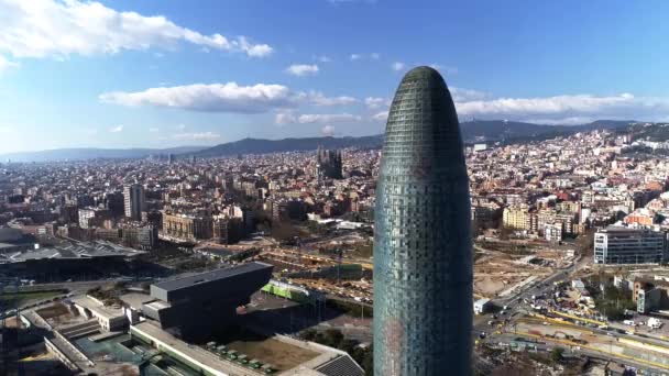 Barselona Spanya Üzerinde Uçarken — Stok video