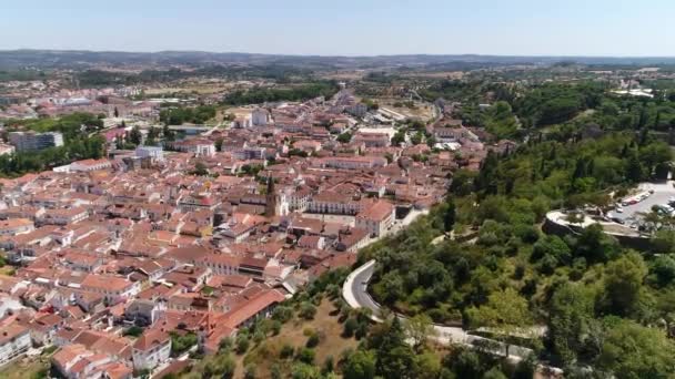 Vliegen Het Historische Centrum Van Tomar Portugal — Stockvideo