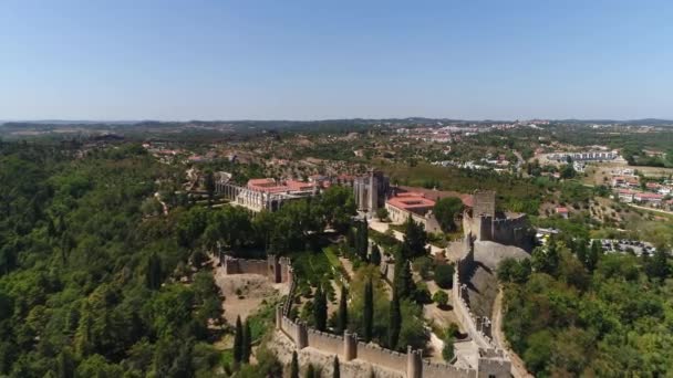 Przelot Nad Zamkiem Klasztorem Portugalskich Templariuszy — Wideo stockowe