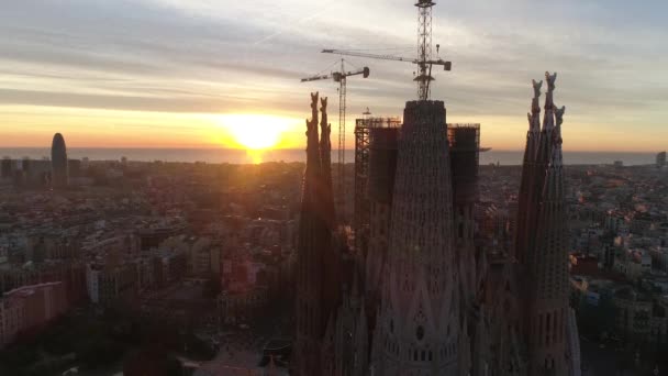 Sagrada Familia Katedralen Solnedgång — Stockvideo