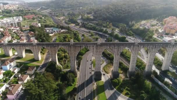 Lisbon Aquaduct Van Aguas Livres — Stockvideo