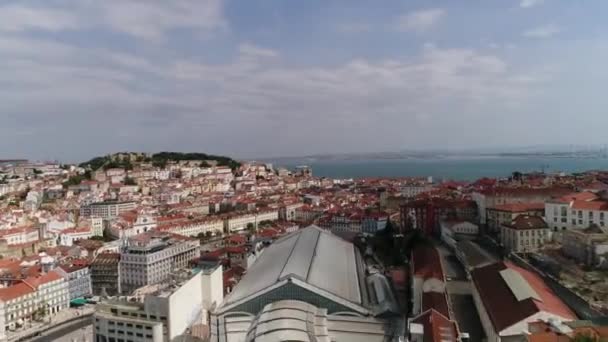 Lissabon Portugal Skyline Richting Sao Jorge Kasteel — Stockvideo