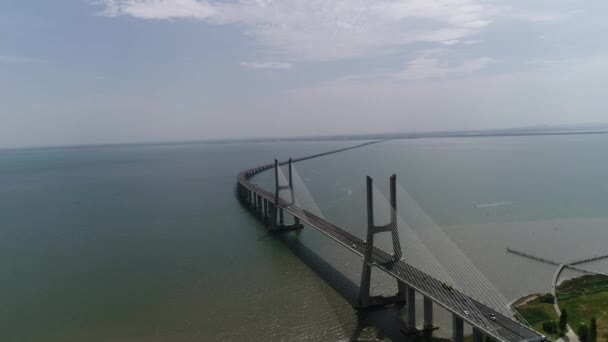 Vista Aérea Construcción Puente Moderno — Vídeo de stock