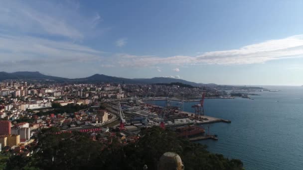 伟大的海港和美丽的城市维戈西班牙 — 图库视频影像