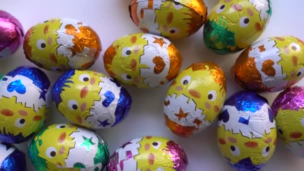 Small Chocolate Eggs Rotating — Stock Video