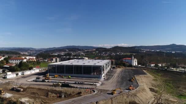 Aerial View New Factory Construction — Stock Video