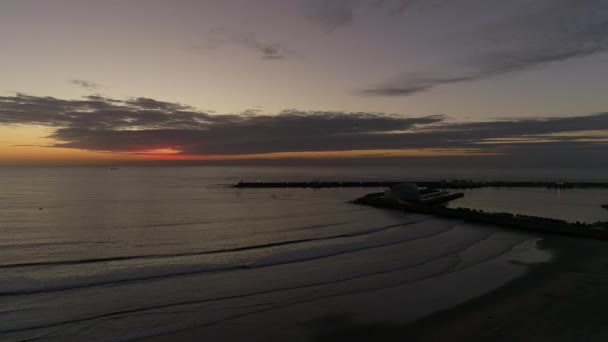 Port Moderne Plage Coucher Soleil — Video