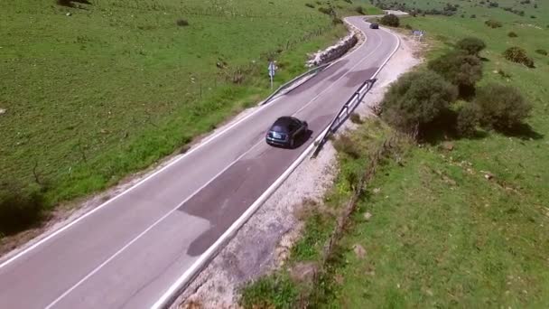 Vista Aérea Estrada Com Carro Condução — Vídeo de Stock