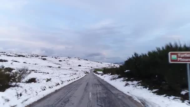 Driving Country Road Winter Day — Stock Video