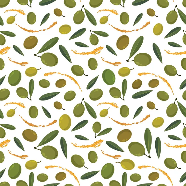 Modèle Sans Couture Avec Illustration Des Olives Vertes Fond Transparent — Image vectorielle