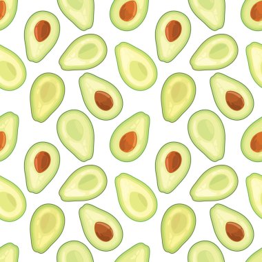 Avokado resimli kusursuz desen. Şeffaf arkaplan