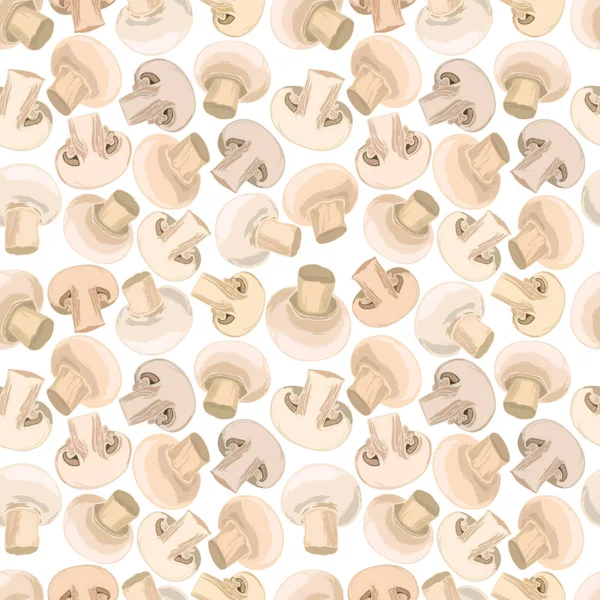 色彩斑斓的无缝图案 附有蘑菇和切片的图解 背景透明 — 图库矢量图片