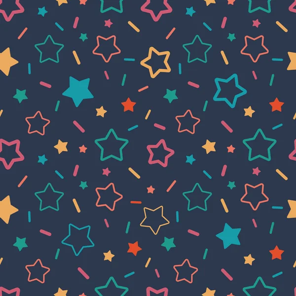 Kolorowy Bezszwowy Wzór Ilustracją Gwiazd Małych Kresek — Wektor stockowy