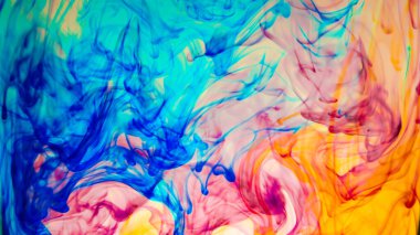 Soyut Renkli Boya Mürekkebi Patlaması Psikedelik Patlama Hareketi