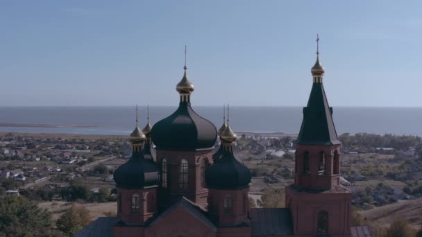 Church of the Archangel Michael with sea views - Aerial View — Stock Footage Church of the Archangel Michael with sea views - Aerial View Stock Video