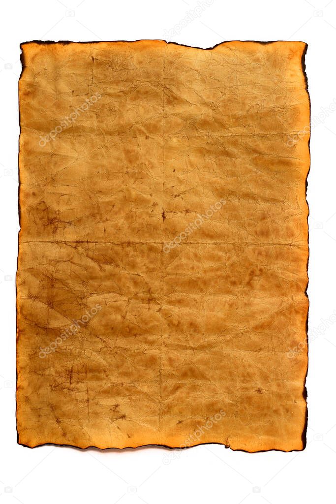 Old faded vintage paper on a white background, isolated