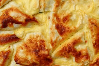 Güzel ve lezzetli fırında hamur işi yakın plan, arka plan