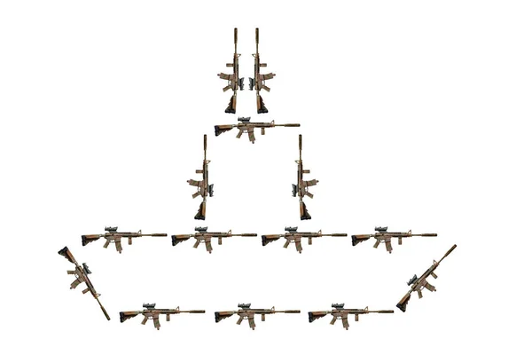 Imagen Abstracta Buque Portaaviones Hecho Rifles Tácticos Asalto Del Ejército —  Fotos de Stock