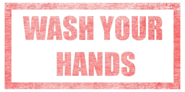 Red Stamp White Background Isolated Lettering Text Wash Your Hands — Stock Photo, Image