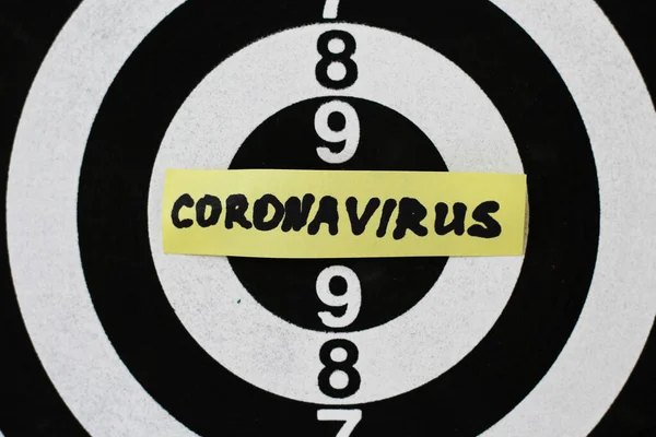 Texto Etiqueta Coronavirus Centro Alvo Para Tiro — Fotografia de Stock