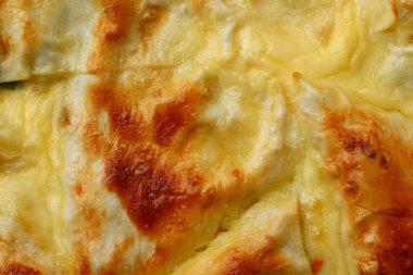 Güzel ve lezzetli fırında hamur işi yakın plan, arka plan