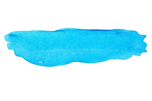 Tinta Aquarela Azul Sobre Fundo Branco Isolado — Fotografia de Stock