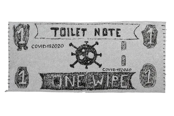 Money Comic Bill Note Drawn Toilet Paper Panic Shopping Concept — Stock Photo, Image