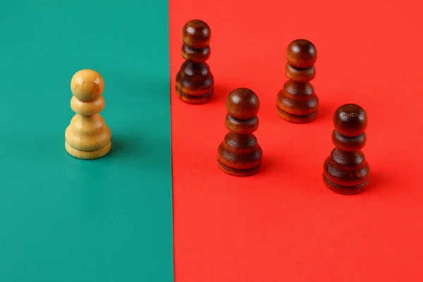 Abstract art concept of an ideological leader and organizer of management based on chess pawns